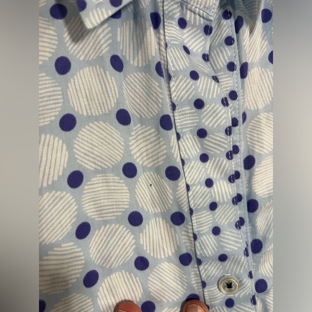 Finley Button Down White Blue Pattern Collared Lo… - image 4